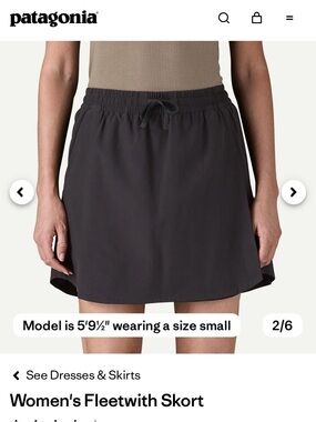 Patagonia Black Mini Skort with Drawcord Waist
